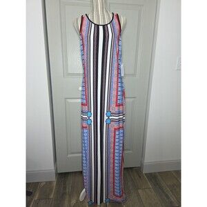 Bisou Bisou NWT Geometric Print Maxi Dress Size 14 Summer Vacation Resort Wear